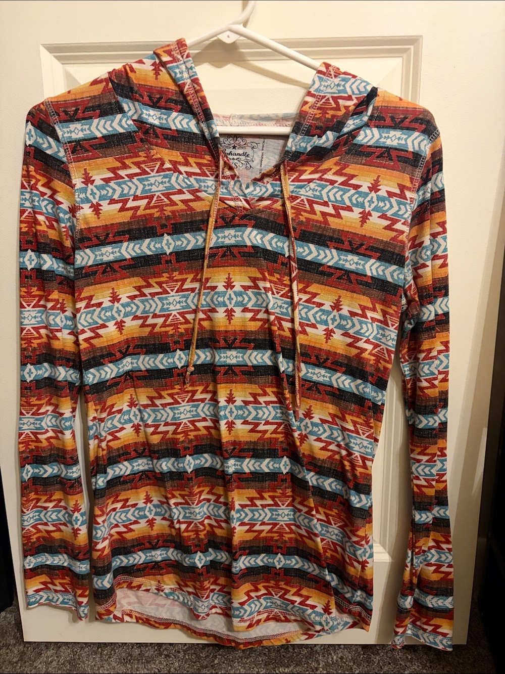 Lightweight, long sleeve hoodie, shirt, Aztec western design